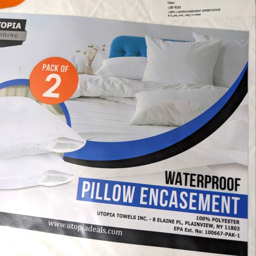 NEW 2 Waterproof Zip Pillow Covers Set of 2 Standard Size
